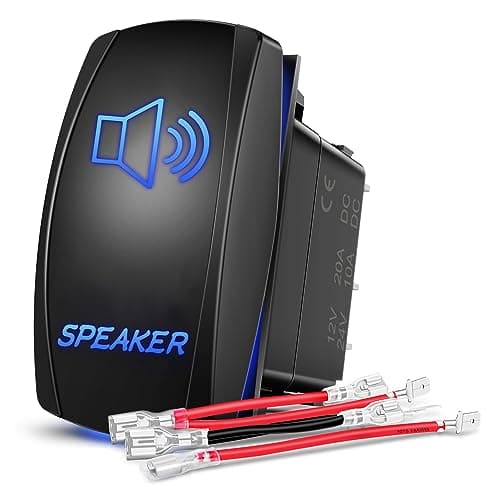 Nilight Speaker Rocker Switch Led Light Bar 5 Pin Laser On Off SPST switches 20A12V 10A24V Blue with Jumper Wires Set for Cars Trucks Boats ATVs UTVs RVs