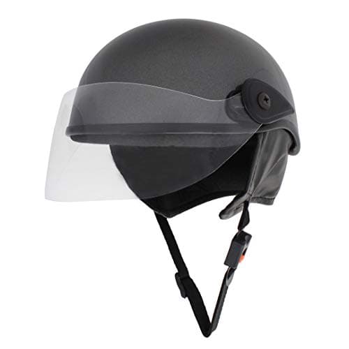 Western Era Half Helmet with Clear Visor for Multi-Purpose || Comfort and Safety || Stylish Enhanced Design || (Large, Grey Glossy) (Non-Motorized)