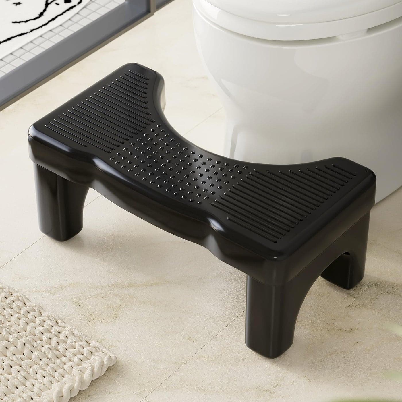 Kzeirm Black Toilet Stool Squat Adult 7 Squatting Poop Stool for Toilets Bathroom Foot Rest Stools for Pooping Potty Toilet Step Stool for Toddlers Adults NonSlip Pads