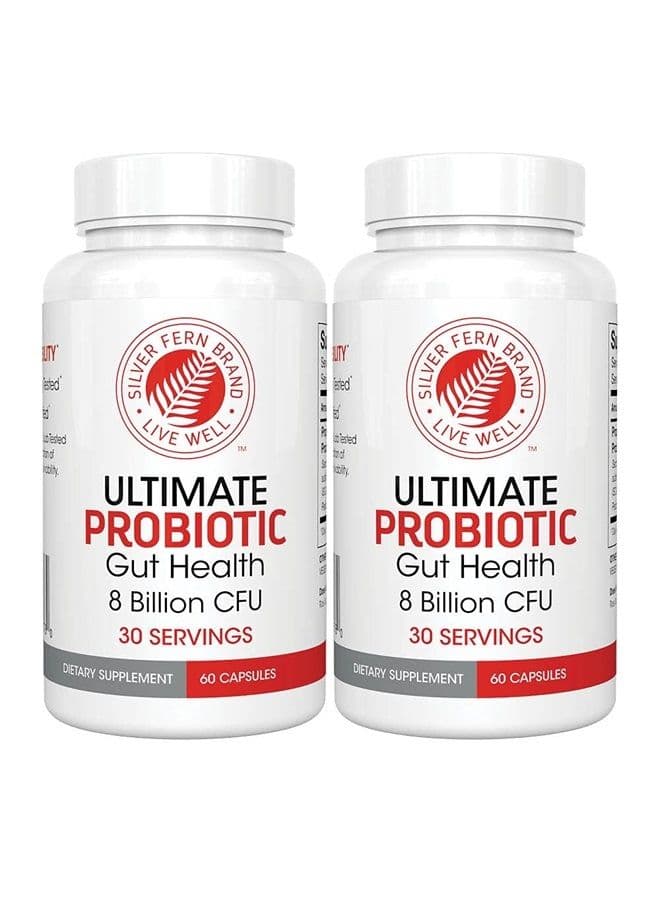 Ultimate Probiotic Supplement Vegicaps - Daily Metabolic Restoration, Proven Survivability, DNA Verified Multi-Strain Probiotic Capsules (2 Bottles - 120 Capsules)