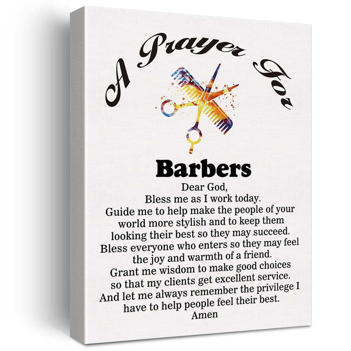 LEXSIVO a Barbers Prayer Canvas Home Wall Art Decor Barber Gift Painting 115x15 Barbershop Poster Framed Ready to Hang