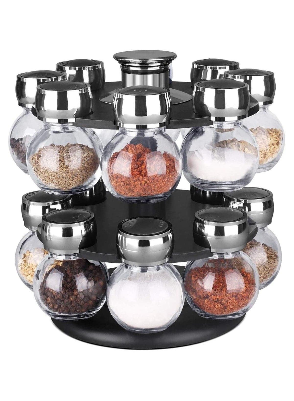 16pc Spice Jar Revolving Spice Rack for Kitchen Spinning Countetop Herbs & Spices Organizer