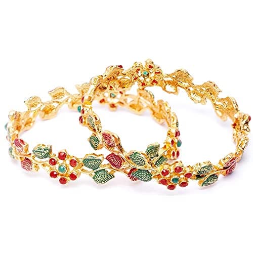 Shining Diva Fashion Latest Gold Plated Set of 2 Stylish Traditional Bangle for Women (11306b_2.6)
