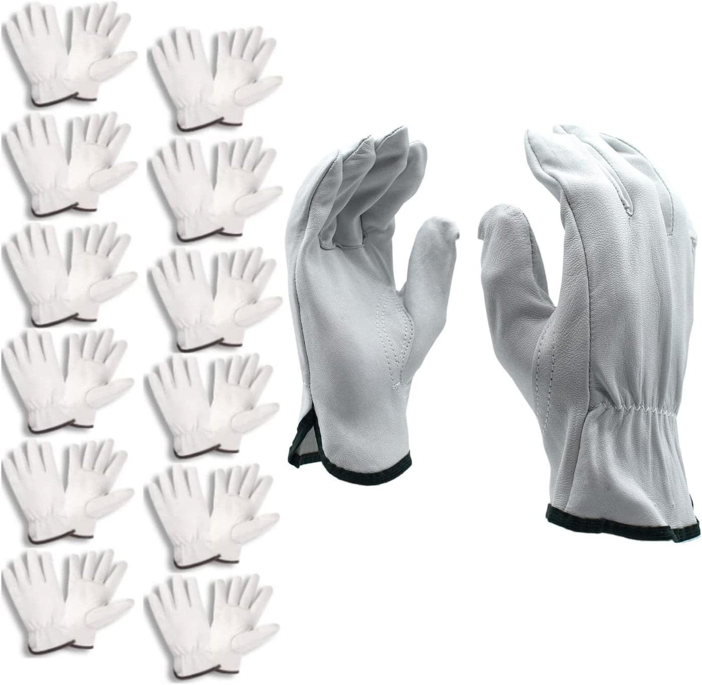 Cordova 8500L Premium Grain Goatskin Driver Gloves Unlined Shirred Elastic Back Keystone Thumb Large 12PackBrown