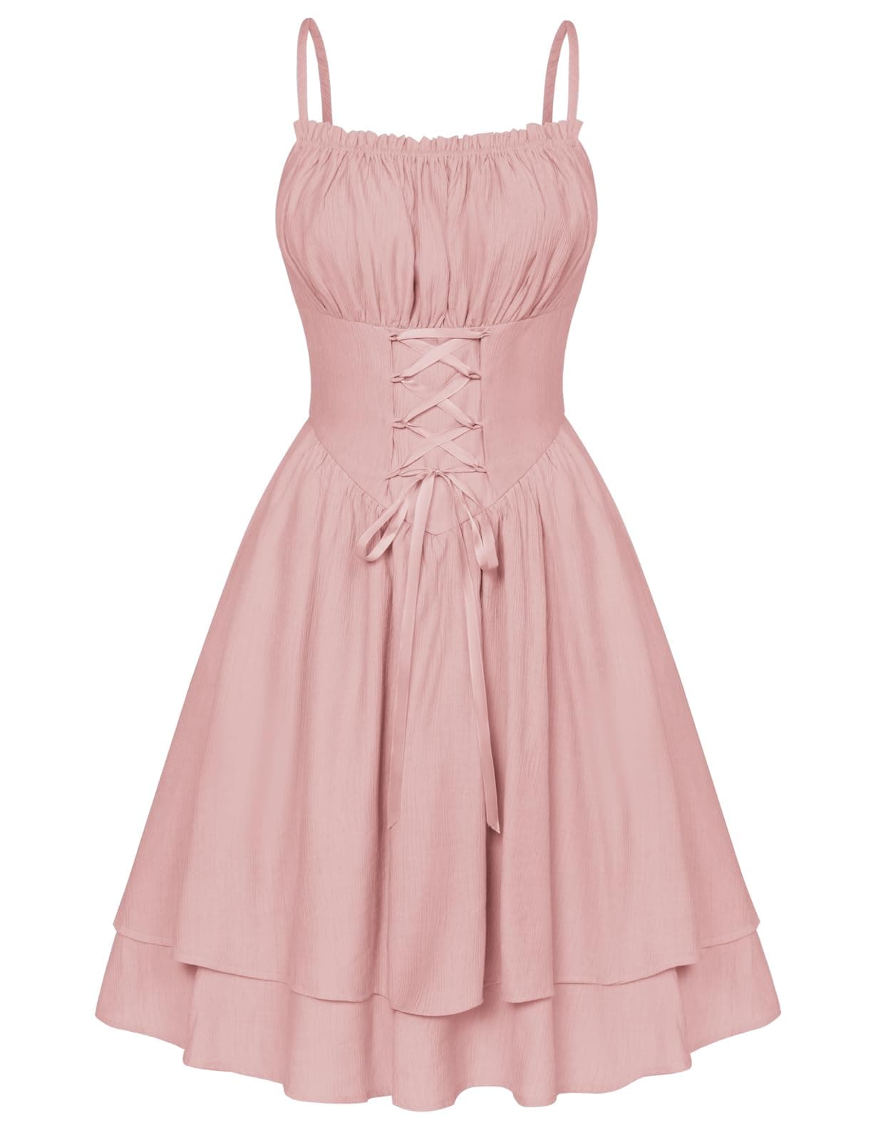 Fairy Chiffon Sundress Corset Sundress Spaghetti Strap Milkmaid Dress Summer Dress Pink L