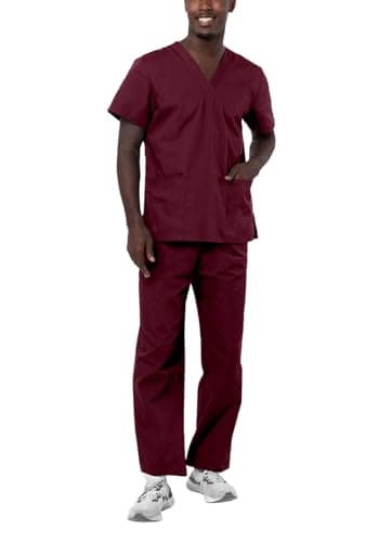 Adar Uniforms, Universal Unisex Scrubs - Unisex Drawstring Scrub Set - 701 - Burgundy - M