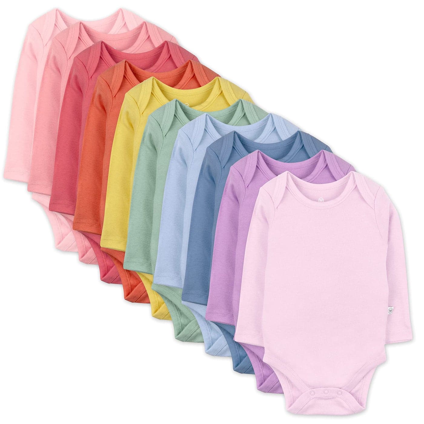 HonestBaby 10Pack Long Sleeve Bodysuits Onepiece 100 Organic Cotton for Infant Baby Boys Girls Unisex Rainbow Gems Pinks 18 Months