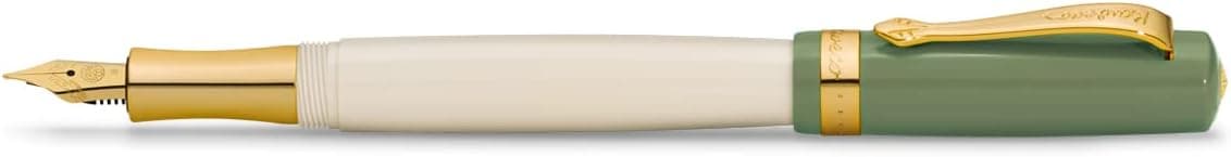 Kaweco STUDENT 60s Swing Fountain Pen I Premium Fountain Pen for Ink Cartridges I Nostalgic Fountain Pen in Green and Cream with Golden Details I Student Pen 16 cm I Nib BB Extra Broad