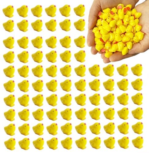 DoTebpa 200 Pcs Mini Animals Chickens, Mini Chick Figurines, Resin Chicken for Fairy Garden Moss Landscape DIY Terrarium