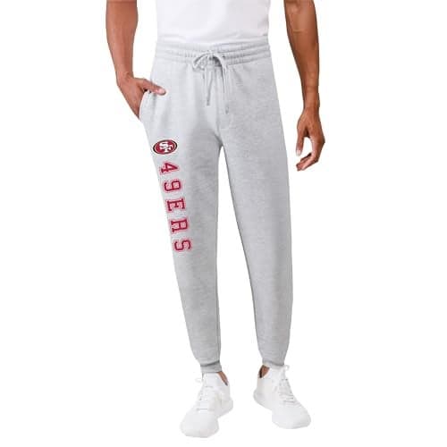 Ultra Game NFL Official Adults Super Soft Game Day Jogger Sweatpants - Unisex, San Francisco 49ers, Heather Gray, Medium