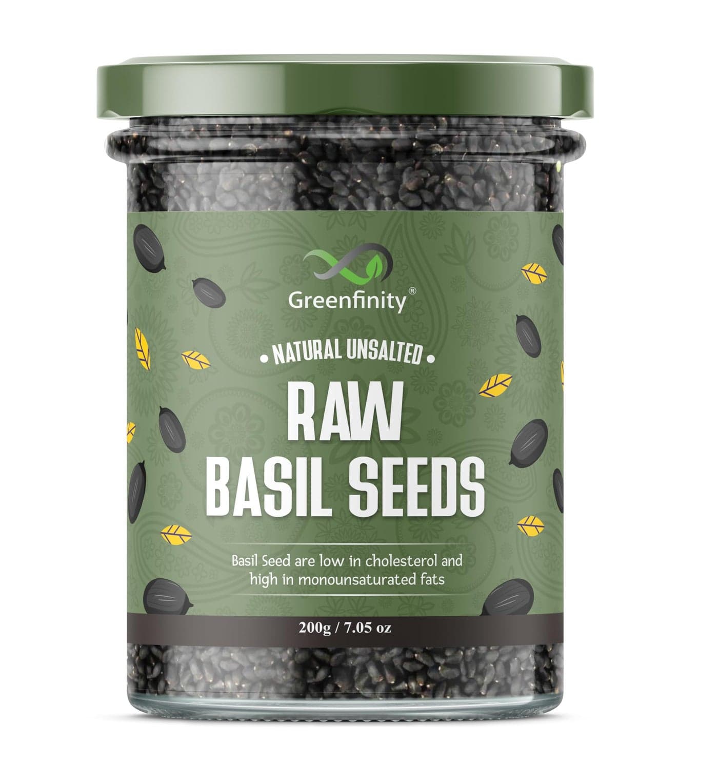 Greenfinity Hygienic Raw Sabja Basil Seeds 200 Grams (Pack Of 1) Nutrient-Rich, Pure Basil Seeds For Healthy Drinks, Smoothies, And Recipes