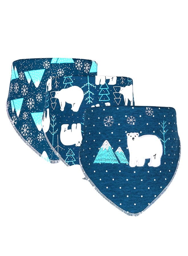 Little Surprise Box, 3PCS Set of Polar Bear print premium adjustable snap on closure Bibs