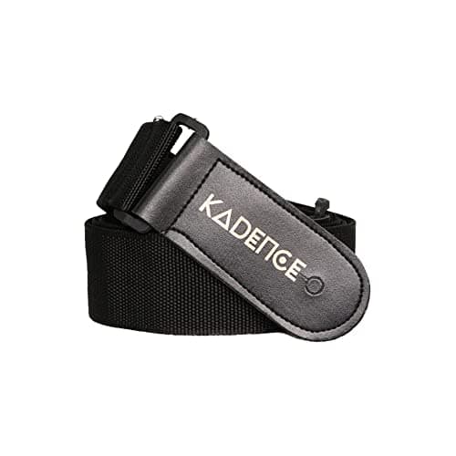 Kadence STPBK Adjustable Guitar Strap | Nylon Webbing with Synthetic Leather Ends | Non-Padded, Reinforced Double Stitching | Standard Strap Button Fit | Black