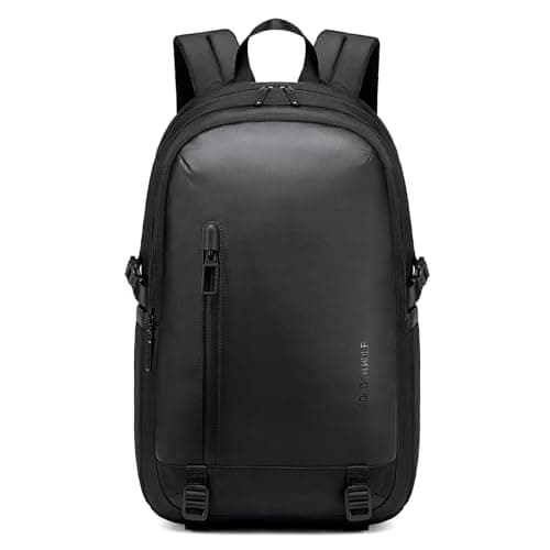 GOLDEN WOLF Laptop Backpack for Men 15.6-inch 17L Slim Office Laptop Bags for Men Lightweight Water-resistant Polyester Sleek Backpacks for Travel Casual College Daypack, Black