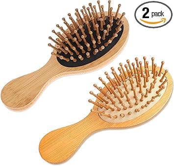 2 PCS Travel Brushes for HairBamboo Brush Mini Hair Brush AntiStatic Bamboo Hair Brush Massage Scalp Detangling Brush Yellow Mini HairBrush Natural Wooden Pocket Travel Small Hair Brush for All Hair