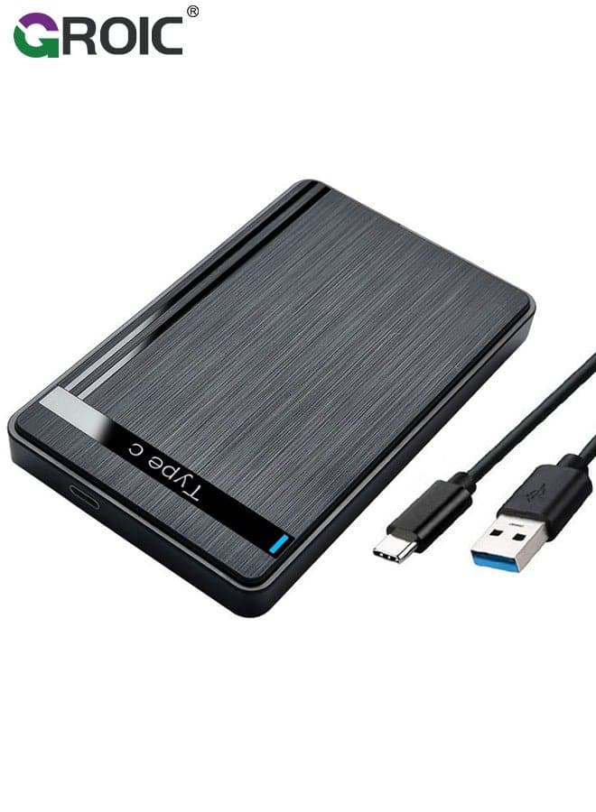 Black 2.5-inch Hard Drive Enclosure, SATA to USB 3.1 Adapter Tool-Free External Hard Drive Case, Supports UASP SATA III, Optimized for 2.5-inch SSD/HDD