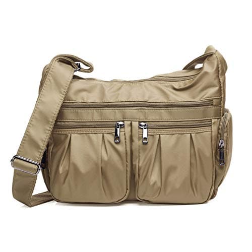 VOLGANIK ROCK Crossbody Purses for Women Shoulder Handbags Lightweight Waterproof Nylon Travel Bag Ladies Pocketbooks(Khaki)