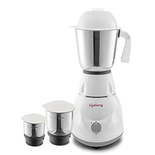 Lifelong Power Pro Mixer Grinder, 500W, 3 Jars (White/ Grey)