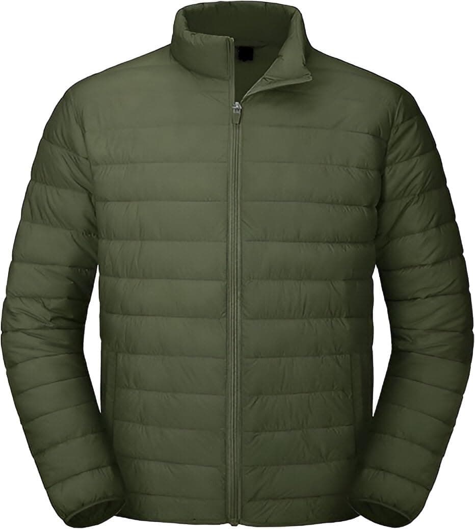 Ben Martin Men's Winter Wear Olive Puffer Bomber Biker Regular Wear Casual Jacket For Men Size 36