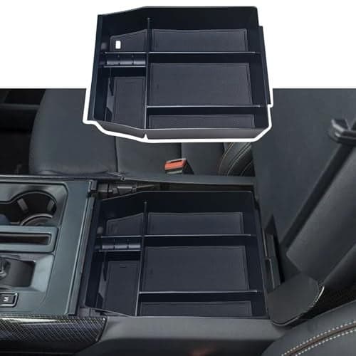 Zxiaochun Center Console Organizer Compatible with 2021 2022 2023 2024 Ford F150 Interior Accessories, Armrest Box Insert Storage Tray (Full Console w/Bucket Seats ONLY) Black Trim