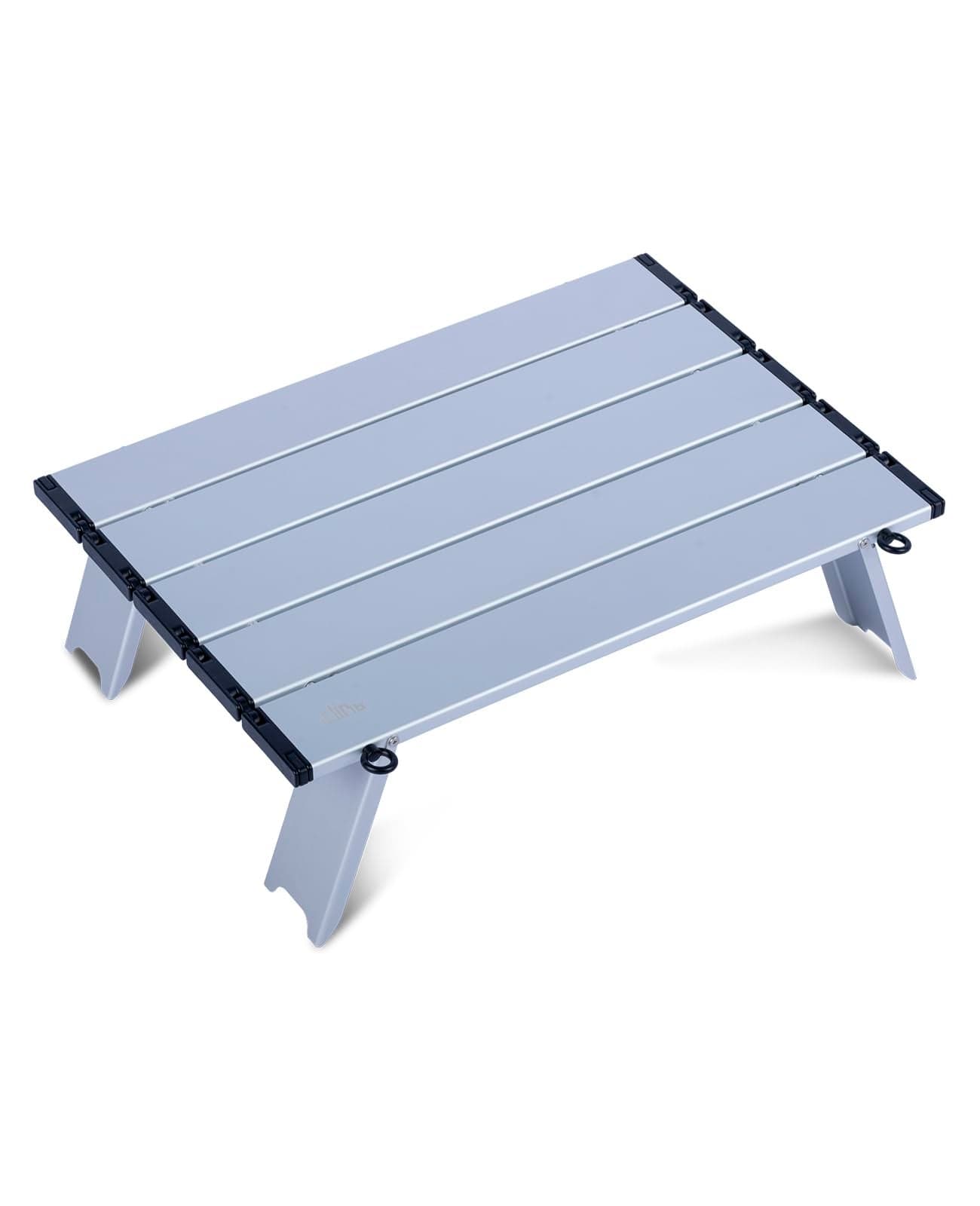 iClimb Ultralight Compact Mini Beach Picnic Folding Alu Table with Carry Bag Two Size Silver S