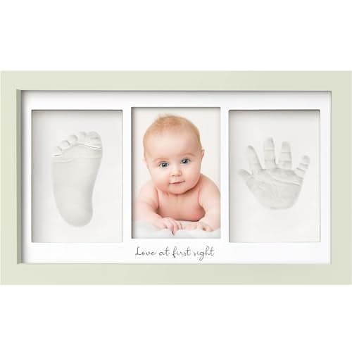 Baby Hand and Footprint Kit - Clay Handprint Keepsake Frame, Newborn Nursery Picture Frame, Personalized New Mom Gifts for Baby Shower & Registry (Sage)
