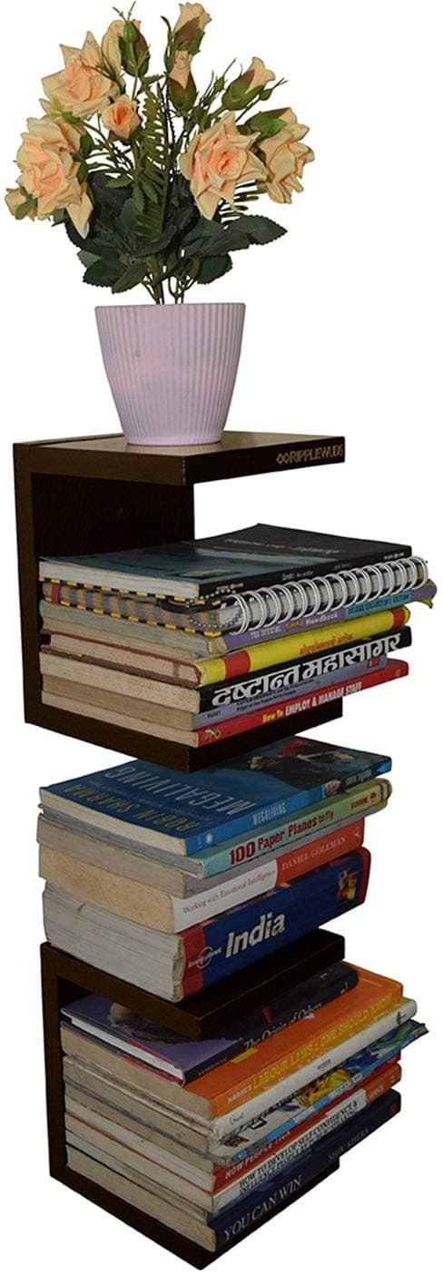 RIPPLEWUDS Adam Engineered Wood Wall Mount Book ShelfDisplay RackWooden Shelf for Decoration Set of 2Wenge