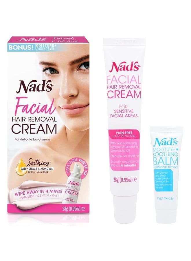 Gentle & Soothing Facial Hair Removal For Women - Sensitive Depilatory Cream For Delicate Face Areas, 0.99 Oz (4446)