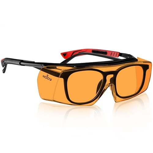 NoCry Blue Light Blocking Safety Glasses Over Eyeglasses with 100% UV Protection — UV Light Protection with Anti-Fog & Anti-Scratch Lenses; ANSI Z87.1 Certified — Adjustable Temples with Anti-Slip Tip