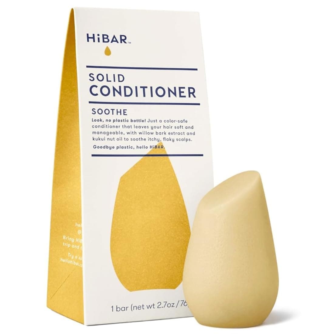 HiBAR Soothe Conditioner Bar For Dry Itchy Flaky Scalps Improves Scalp Health With Willow Bark Extract Salicylic Acid PlasticFree Soap Paraben SulfateFree Color Safe 1 Solid Bar