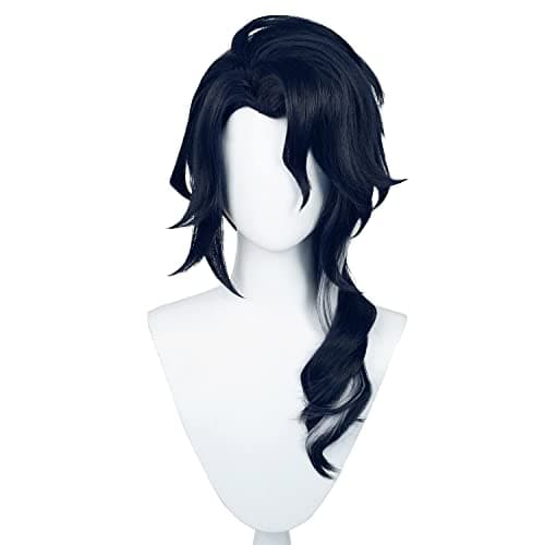 maysuwell Anime Black Mixed White Long wave wig with Bangs for Women Game the Regrator Cosplay wig Halloween,Christmas,Comic con,Game Show,Party