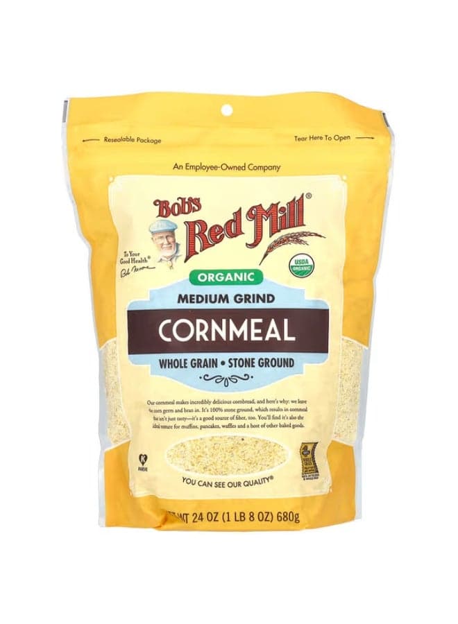 Bob's Red Mill, Organic Medium Grind Cornmeal, Whole Grain, 24 oz (680 g)