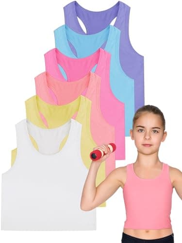 Geyoga 6 Pieces Girls Dance Tank Top Racerback Crop Top Sleeveless Dance Outfit for Ballet Hip Hop Athletic Wear