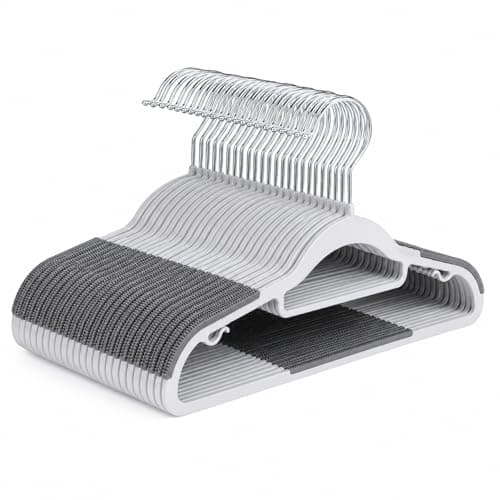 Zollyss Plastic Dry/Wet Hangers, Heavy Duty Space-Saving - Non-Slip Pads, Coat, Suit, Underwear, Pants, Shirts - Pack of 15, Grey