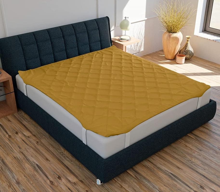 Rajasthan Crafts The Ultimate Mattress Protector for Restful Sleep Waterproof Polycotton Mattress Protector King Size 72 75 Beige Washable Breathable Noiseless Fits up to 12