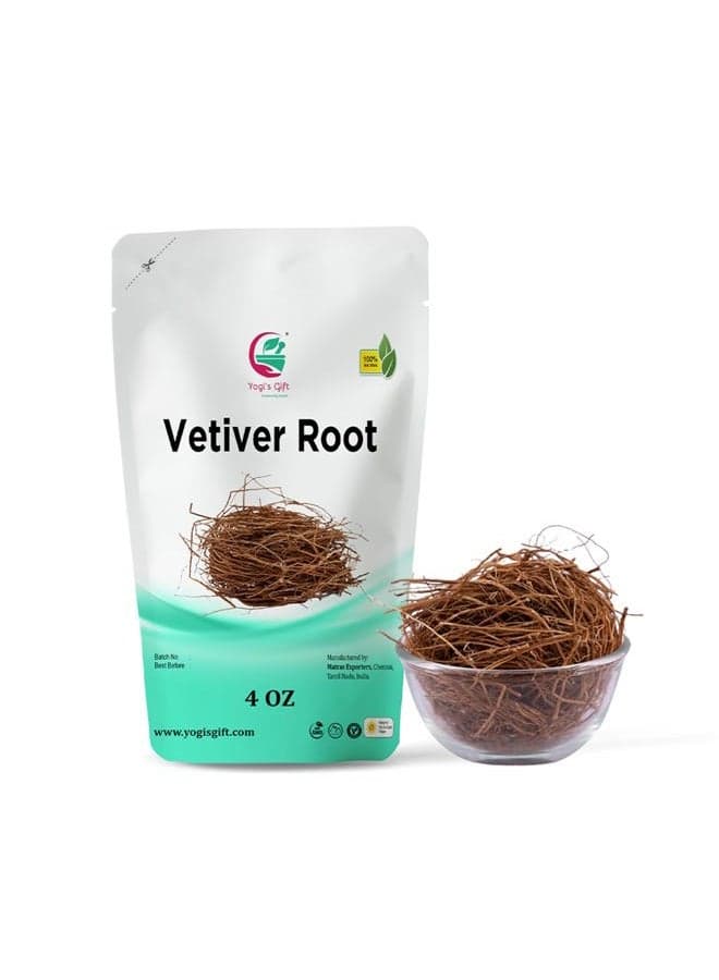 VETIVER Root 4 oz(114 Grams) | Great Aromatic Roots | 100% Pure and Natural Mesmerizing Fragrance | Product of India | Non-GMO, Vegan | Yogi's Gift®