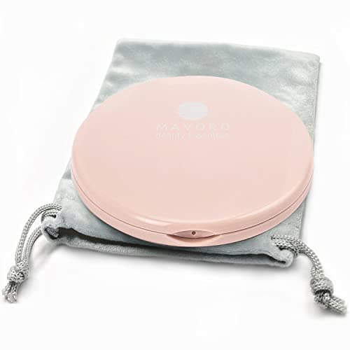Mavoro Magnifying Compact Mirror | 1x/10x Magnification | 4" Small Pocket Purse Double Sided Travel Makeup Mirror | Folding Portable Hand Compact Mirror for Handbag and Purses (Millennial Pink)