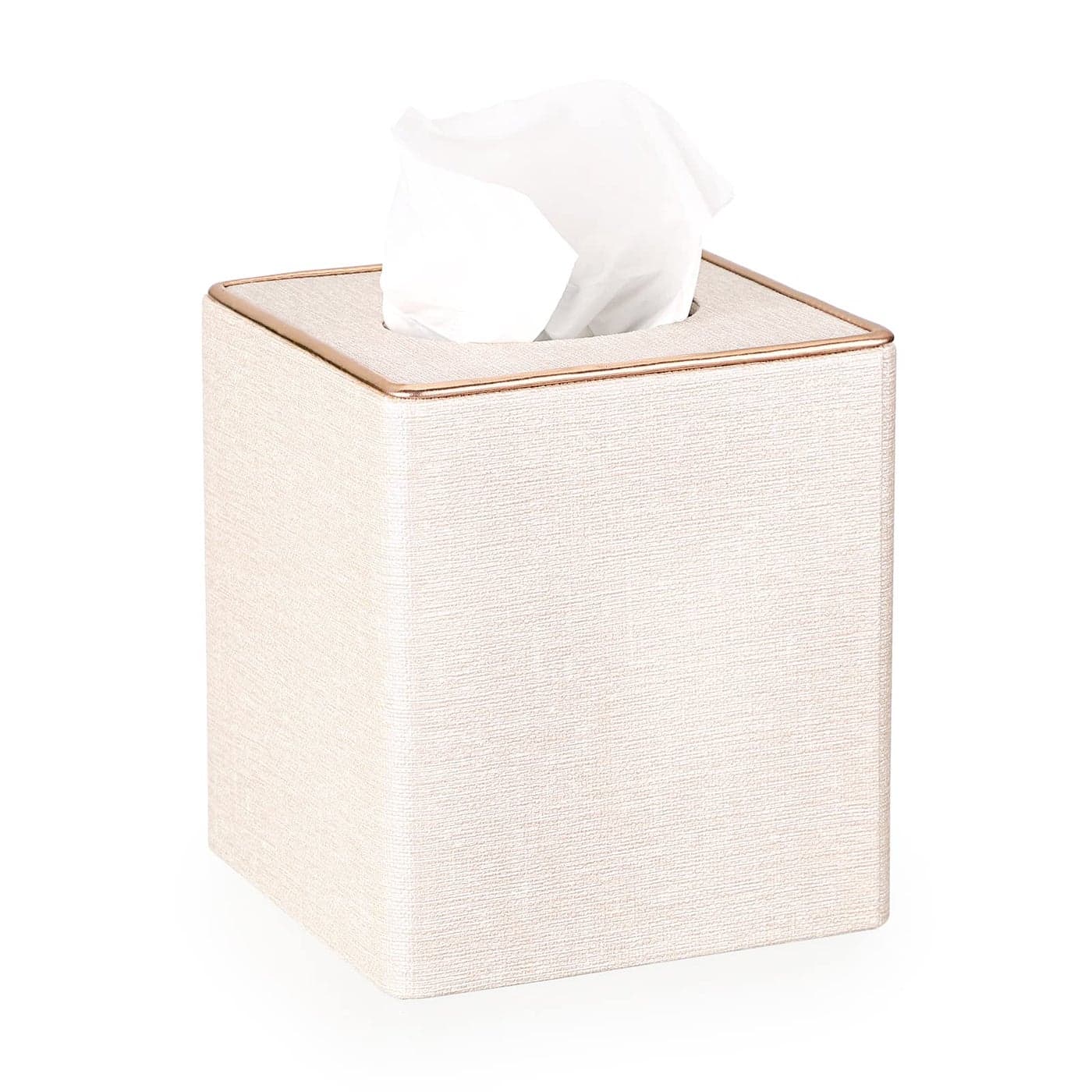 Sumnacon Square Linen Tissue Box Cover Stylish Cube Tissue Box Holder with Magnetic Bottom Decorative Tissue Box for Vanity Toilet Tank Dresser Night Stand Table Countertop Office Car Beige