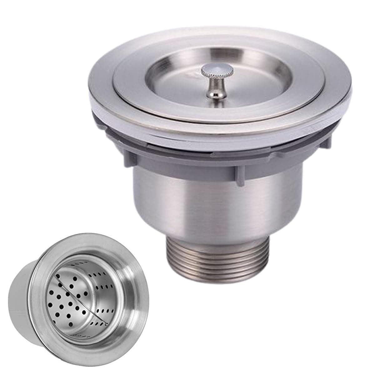 THOISEWELT Kitchen Sink Wash Basin Basket Waste Coupling Drain Strainer SS Material 4 in Round Size