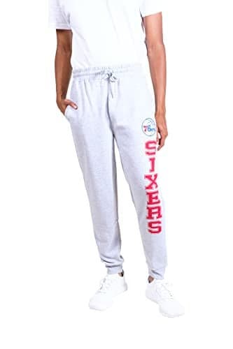 Ultra Game NBA Official Men’s Super Soft Game Day Jogger Sweatpants - Unisex, Philadelphia 76ers, Heather Gray, Small