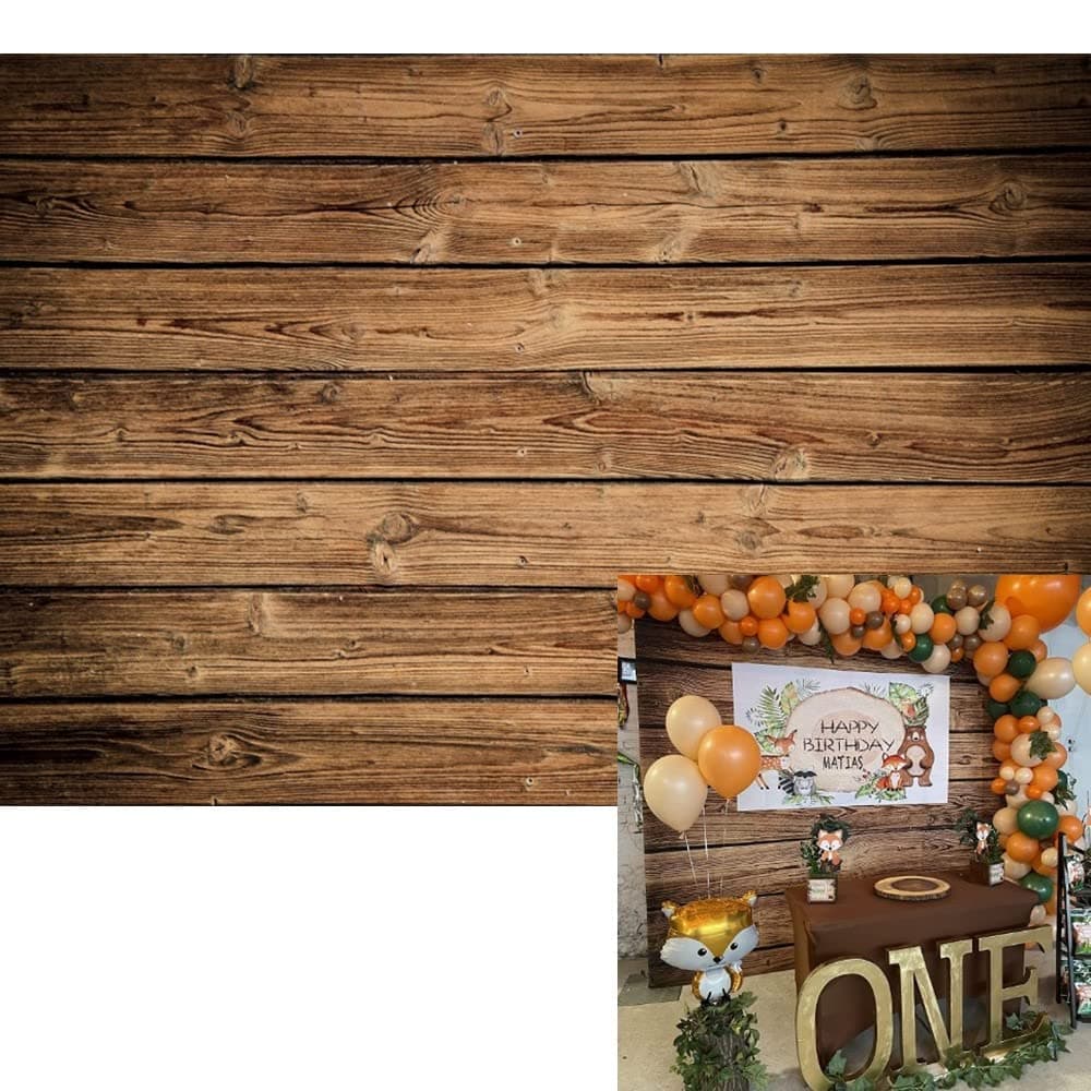 OFILA Wood Backdrop for Photography 10x8ft Vinyl Brown Wood Backdrops Rustic Wooden Wall Banner Country Woods Photos Birthday Baby Shower Background