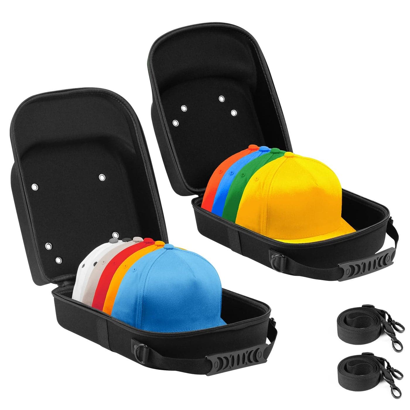 Epesoware Pack of 2 Hat Travel Hard Cases for Baseball Caps Favorable Hat Storage Organizer with Carrying Handle Shoulder Strap and Luggage Strap Protect Up to 10 Hats for Travel Home