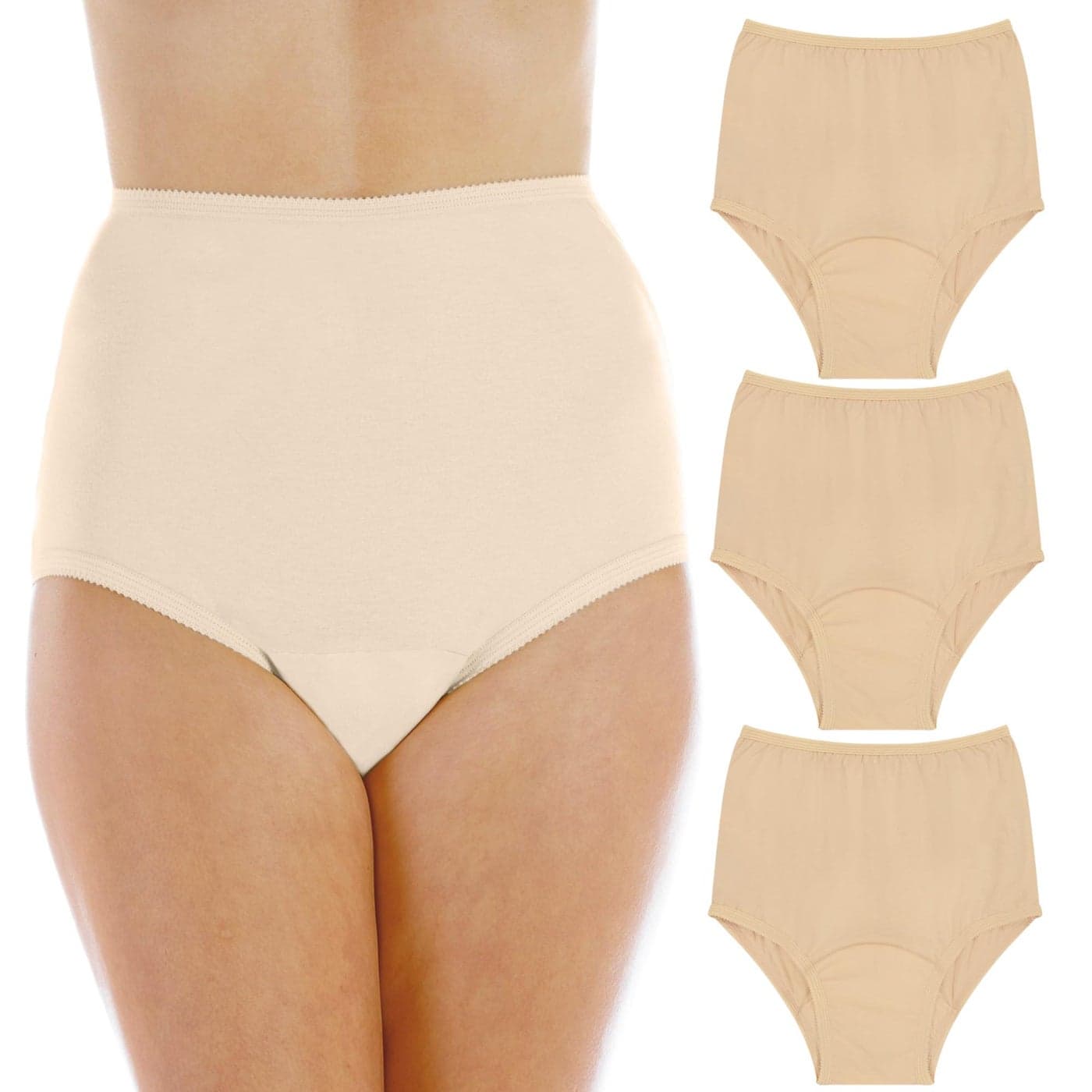 Wearever Womens Cotton Comfort Incontinence Panties for Bladder Control with Regular Absorbency Reusable Washable Leak Proof Underwear for Women Pack of 3 Beige L Fits Hip Sizes 4142
