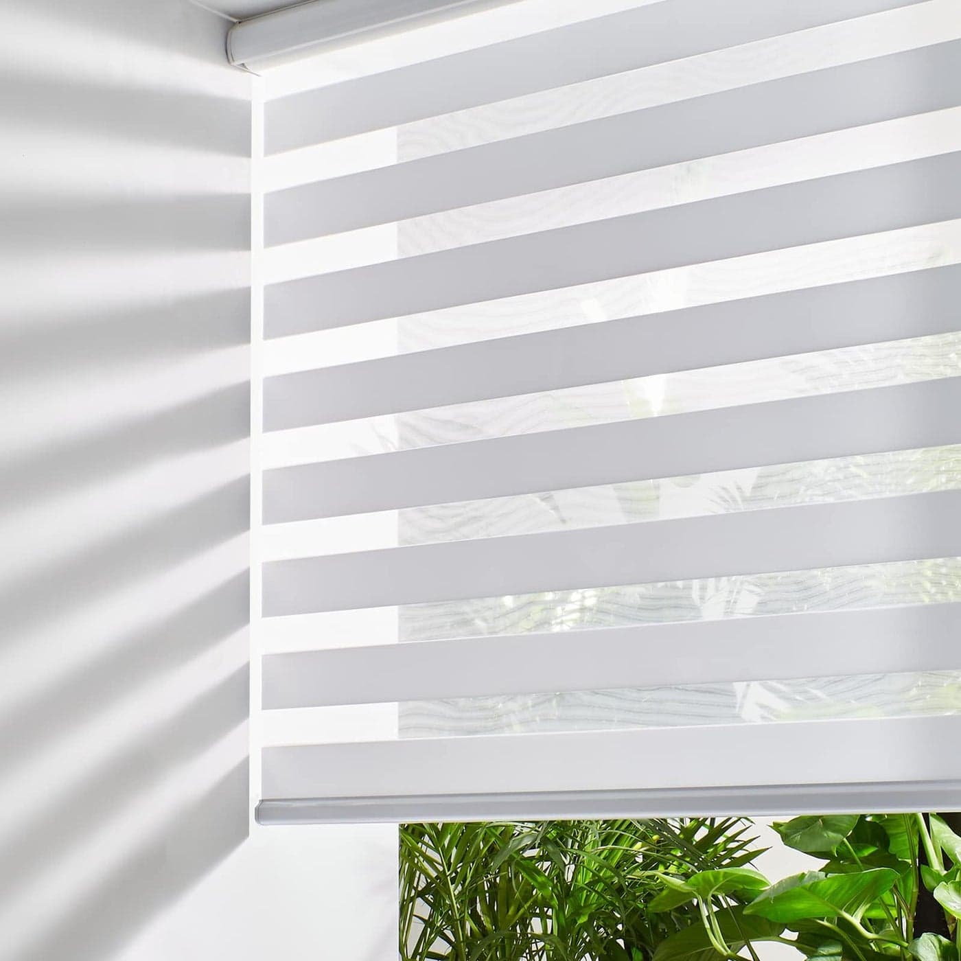 Persilux Cordless Zebra Blinds for Windows FreeStop Room Darkening Window Blinds 40 W x 72 H White Light Control for Day and Night Privacy Protection Window Treatments Roller Shades for Home