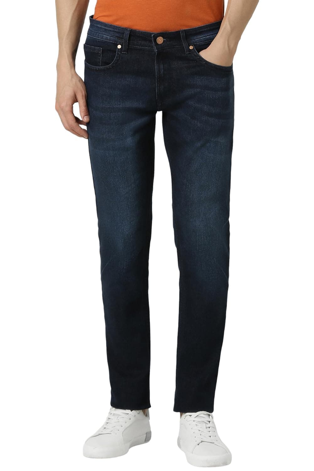 Peter England Men Navy Light Wash Jeans