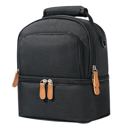 Mancro Breastmilk Cooler Bag with Ice Pack, Fits 6 Insulated Baby Bottles Up to 9 Ounce, Breast Milk Cooler for Nursing Mom (Rectangular Black.)
