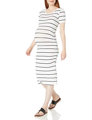 Rosie Pope Women's Short Sleeve Ruched Dress, White/Black, Small