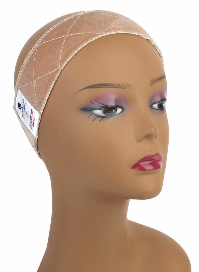 Wig Grip Band for Keeping Wigs in Place Adjustable Velvet Wig Headband (Beige)