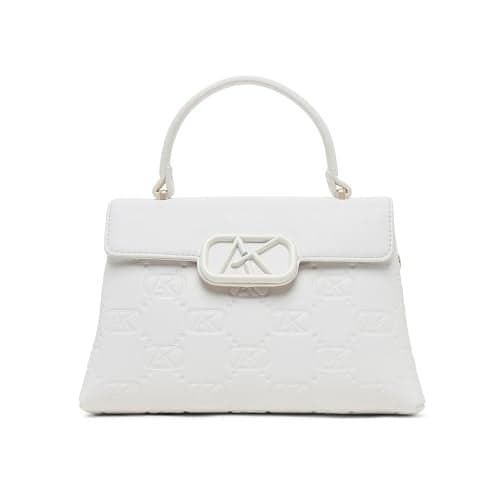 Akiki London Women's Strand Small Satchel Handbag|Premium Vegan Leather|Debossed Monogram|Adjustable and Detachable Strap|2 Spacious Compartments|Office bag for Women