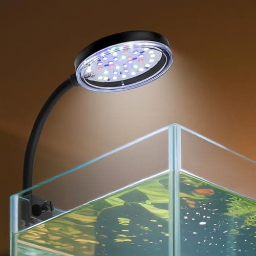 Novique Clip On Aquarium Light 8W LED Fish Tank Light with Full Spectrum & Dimmable Brightness Timing USB Moving Aquarium Lamp for 1-5 Gallon Betta Fish Tanks